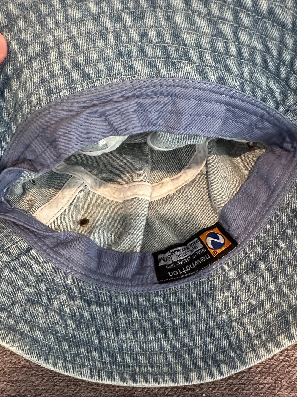 New York Yankees Denim Bucket Hat - Light Blue with White Logo